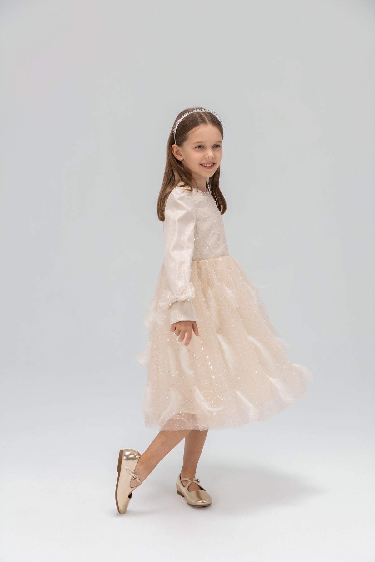 Moonlit Feather Tulle Dress