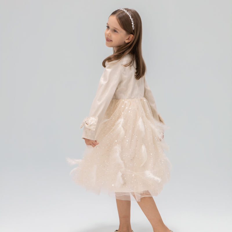Moonlit Feather Tulle Dress