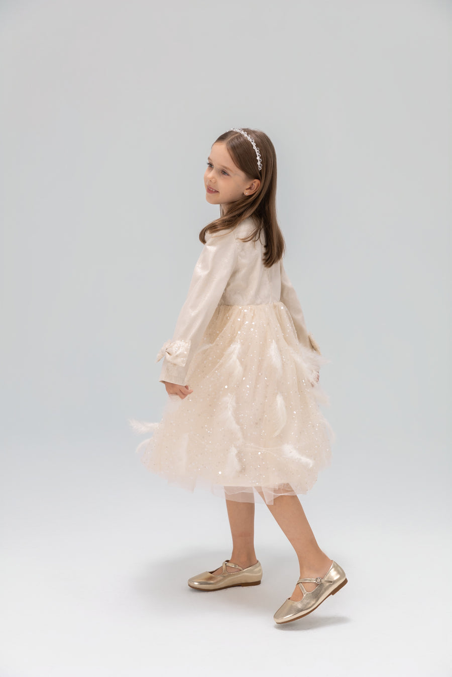Moonlit Feather Tulle Dress
