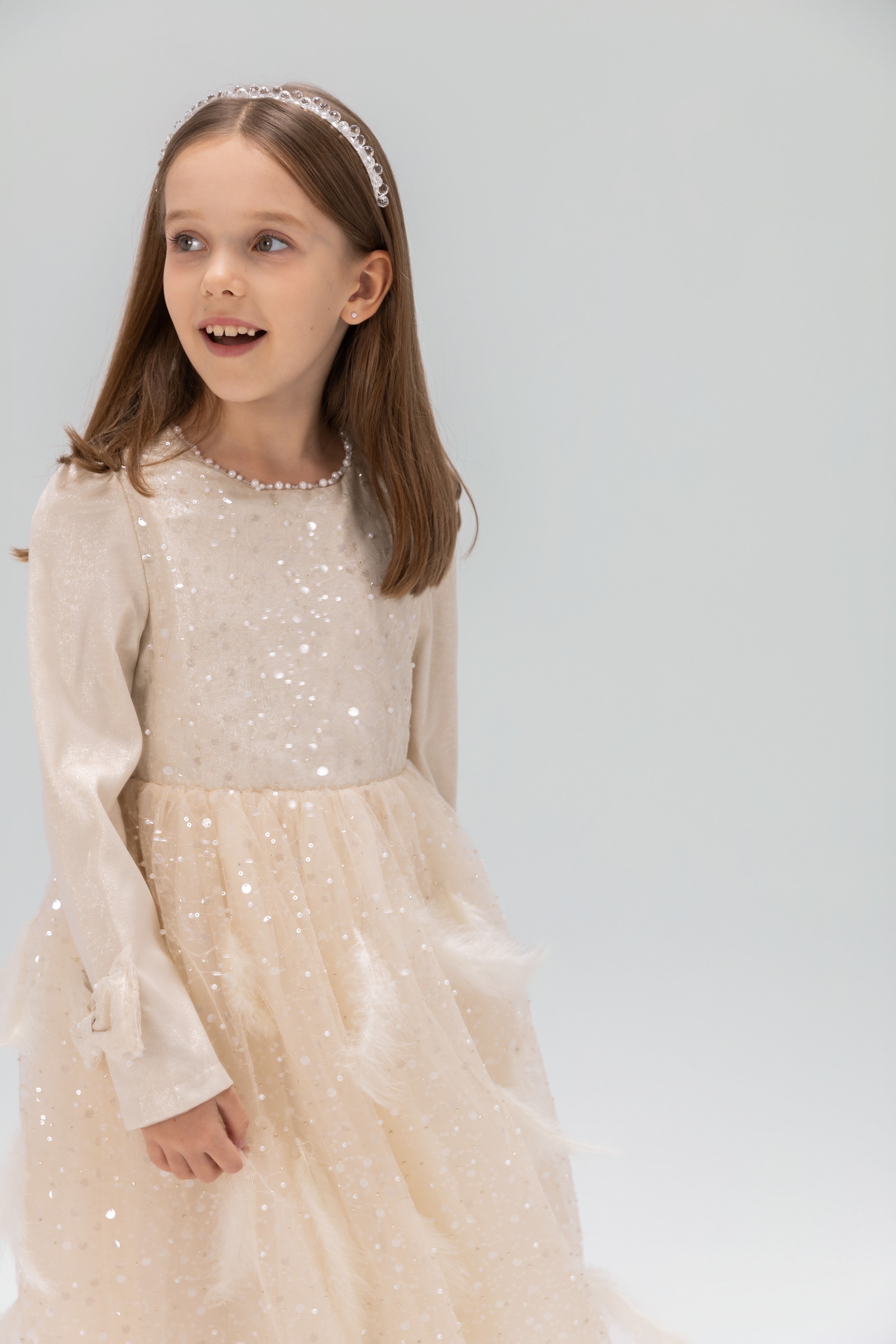 Moonlit Feather Tulle Dress