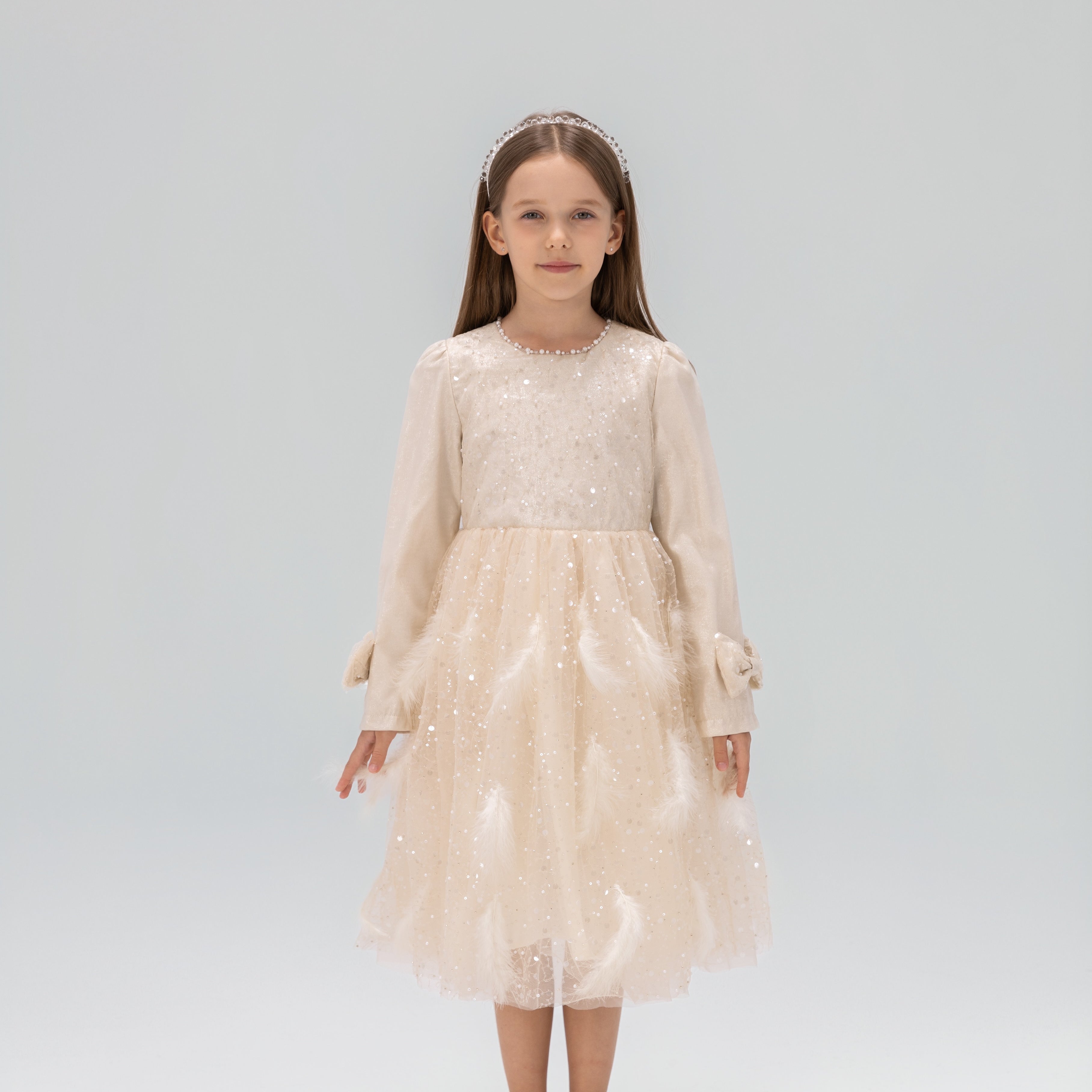 Moonlit Feather Tulle Dress