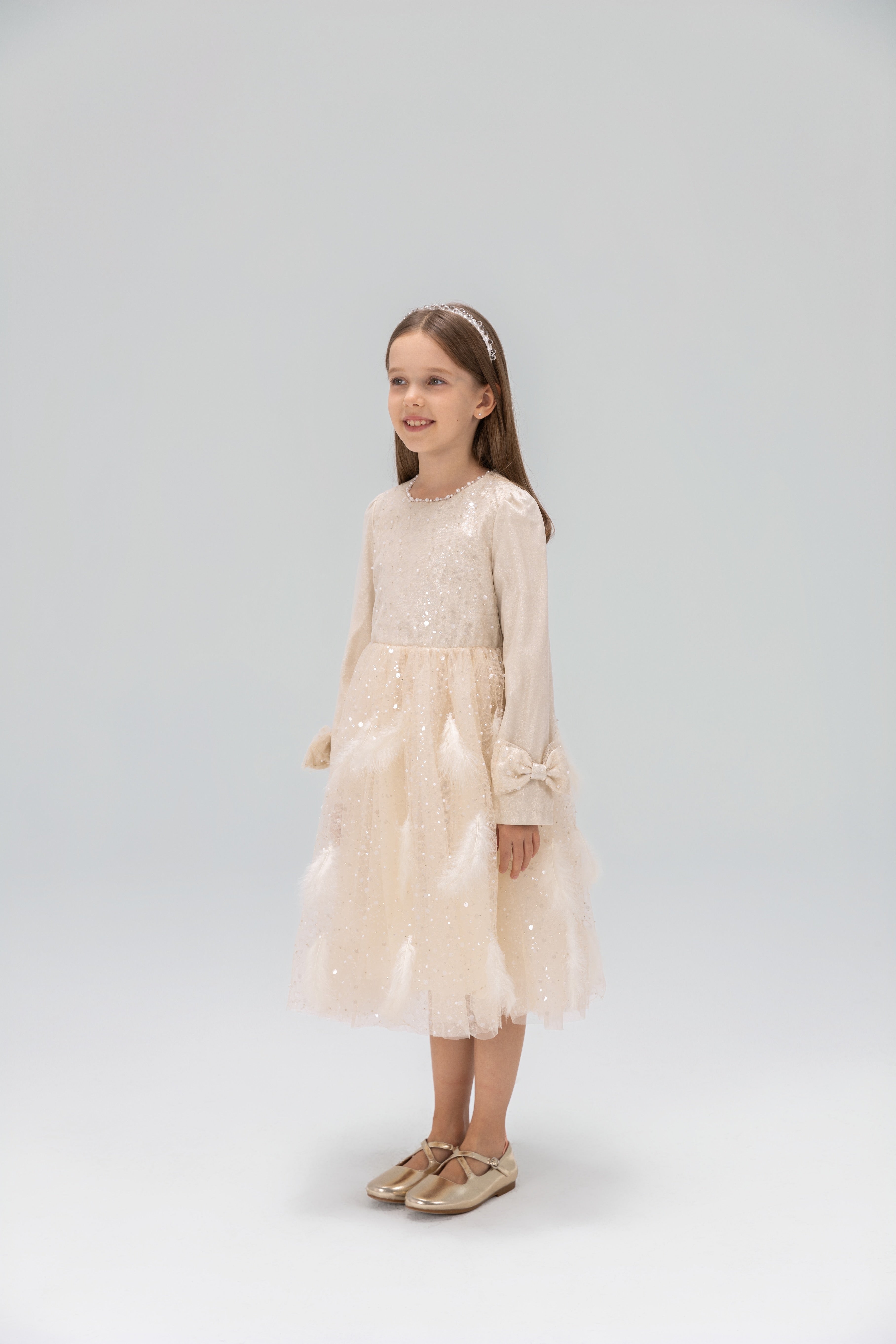 Moonlit Feather Tulle Dress