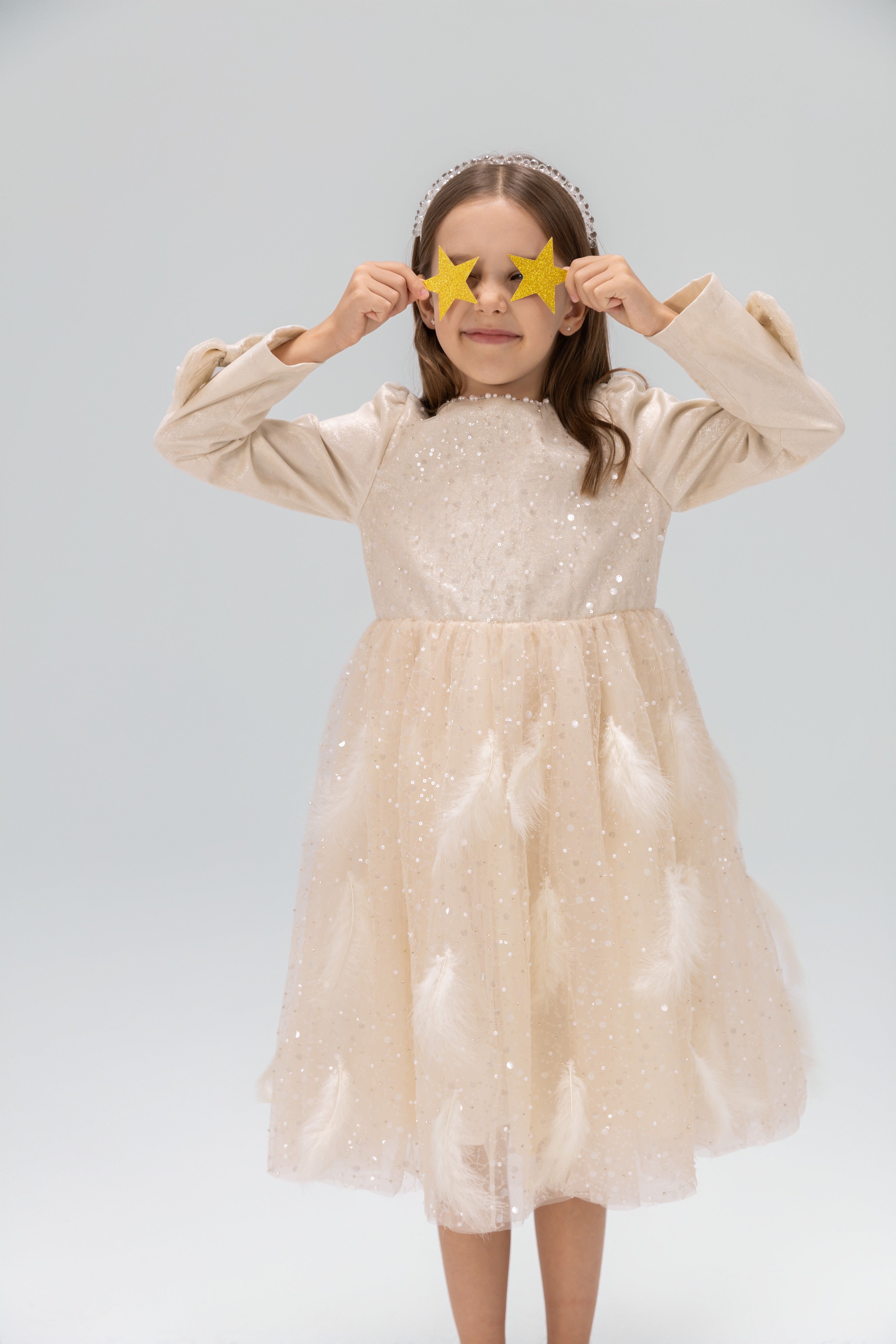 Moonlit Feather Tulle Dress