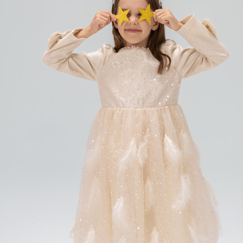 Moonlit Feather Tulle Dress