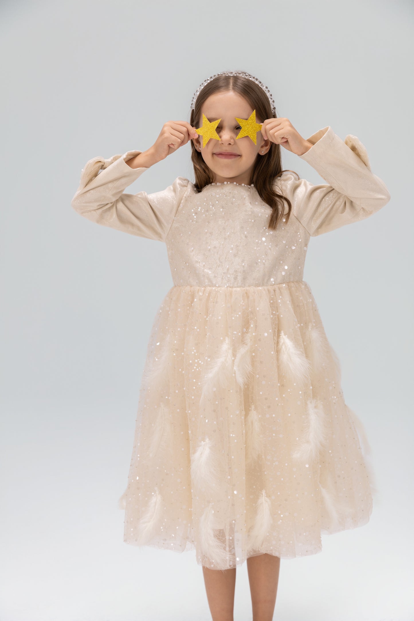 Moonlit Feather Tulle Dress