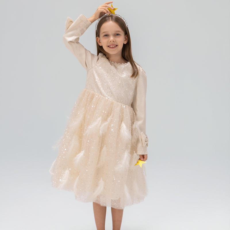 Moonlit Feather Tulle Dress