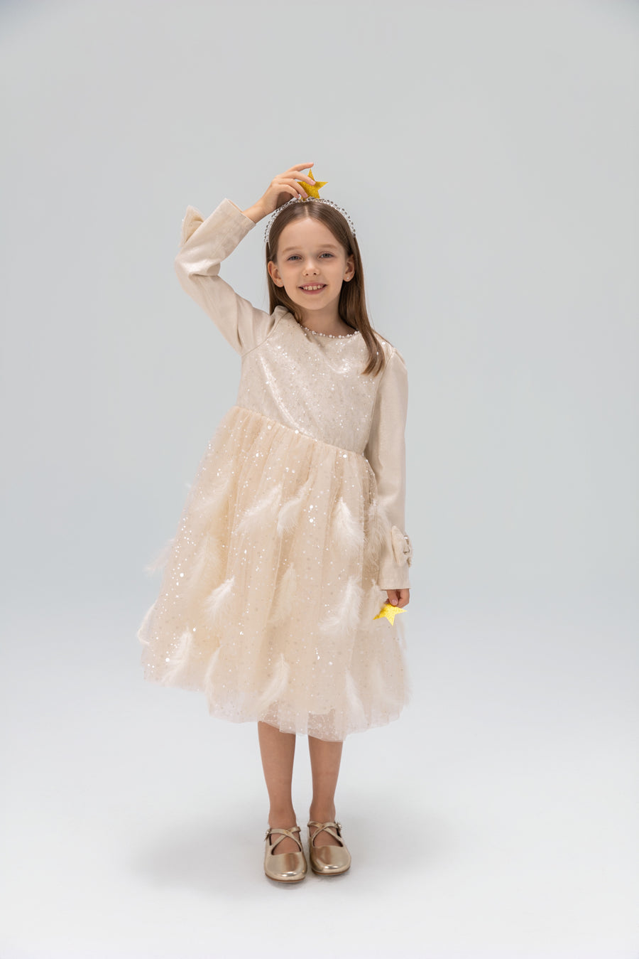 Moonlit Feather Tulle Dress