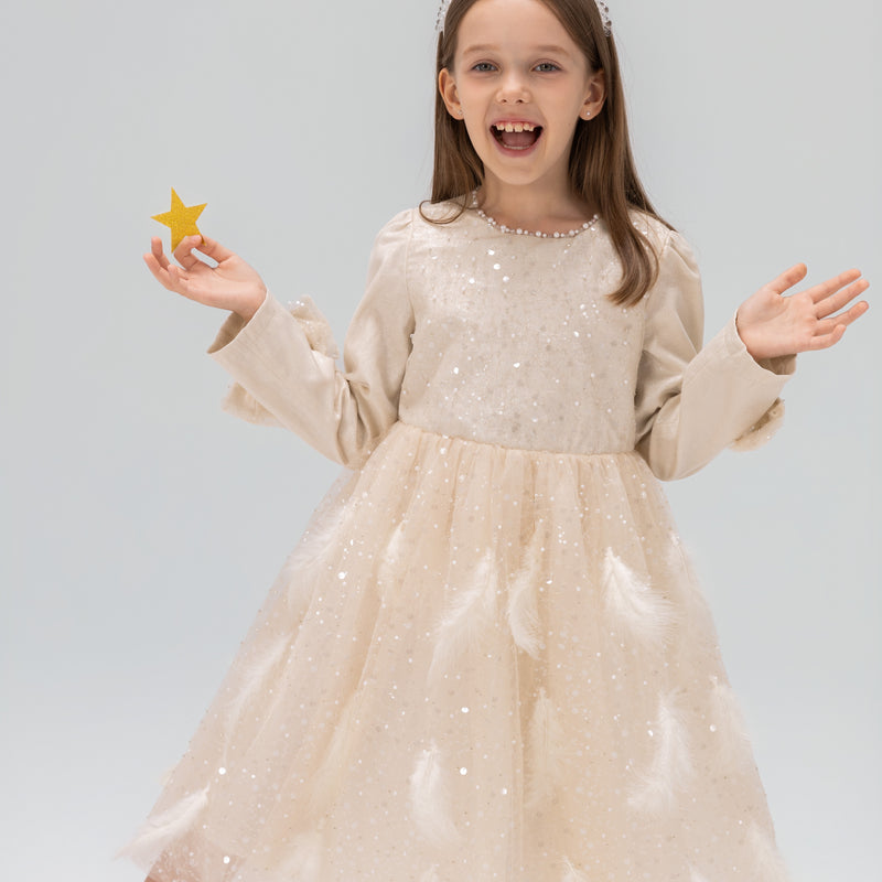 Moonlit Feather Tulle Dress