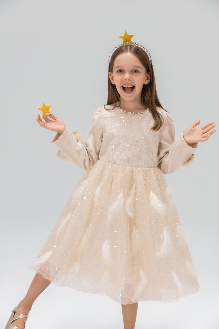 Moonlit Feather Tulle Dress
