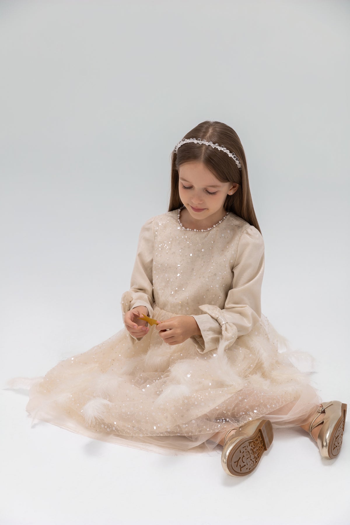 Moonlit Feather Tulle Dress
