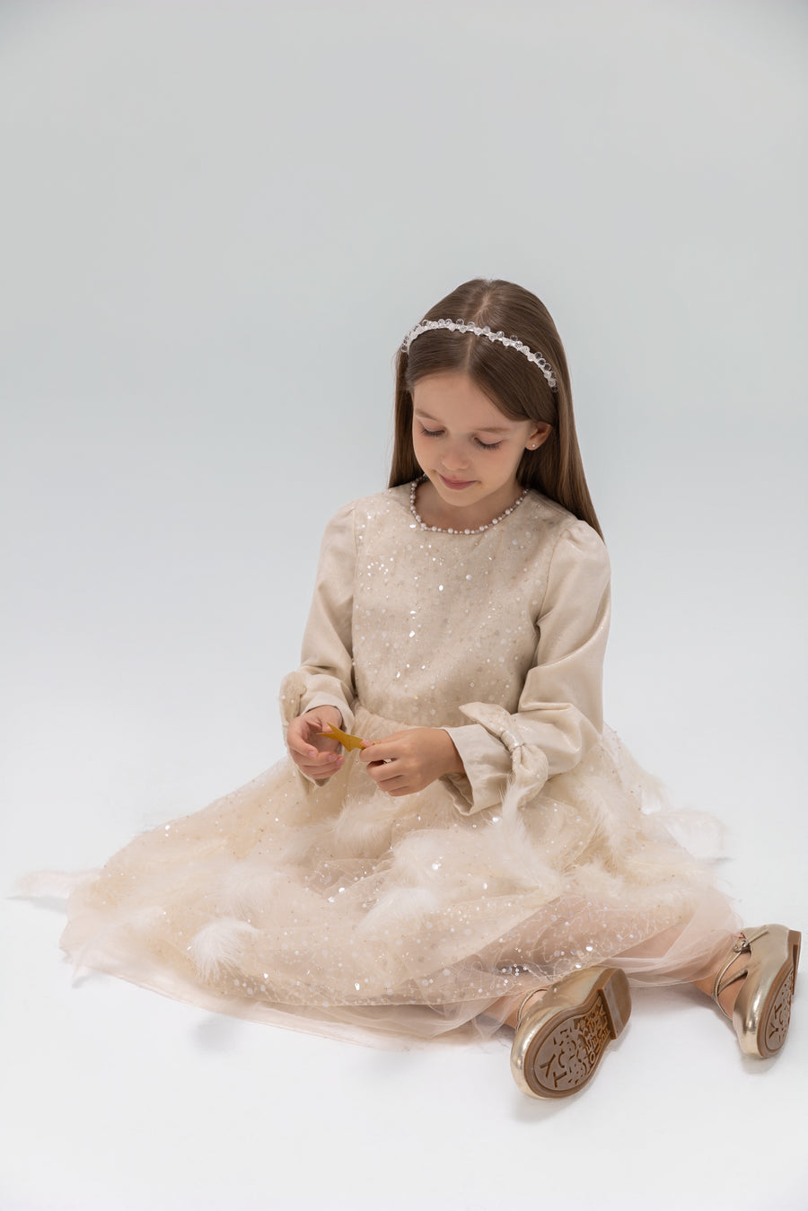 Moonlit Feather Tulle Dress