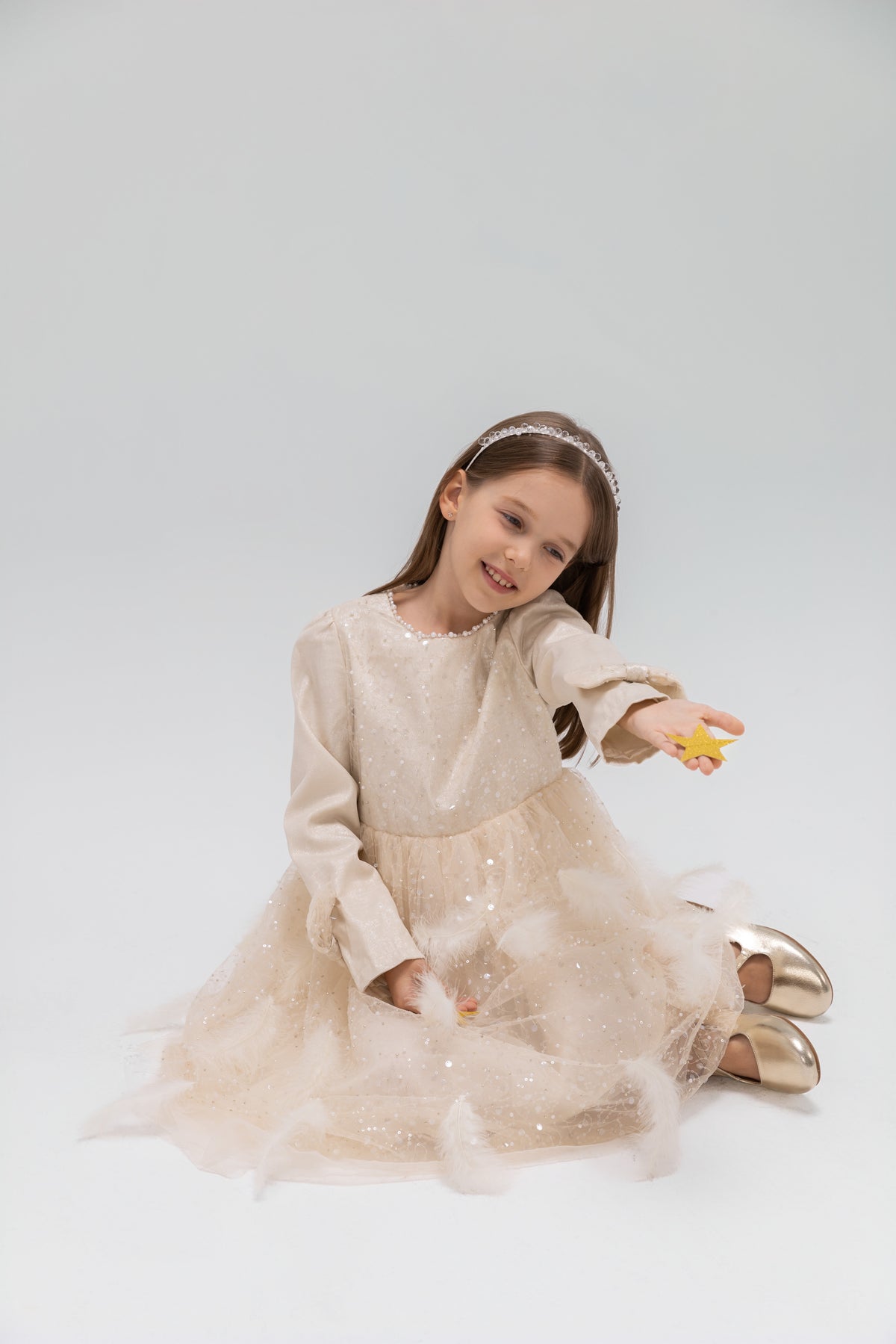 Moonlit Feather Tulle Dress