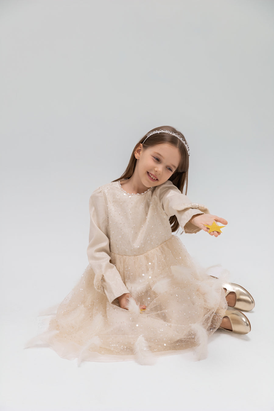 Moonlit Feather Tulle Dress