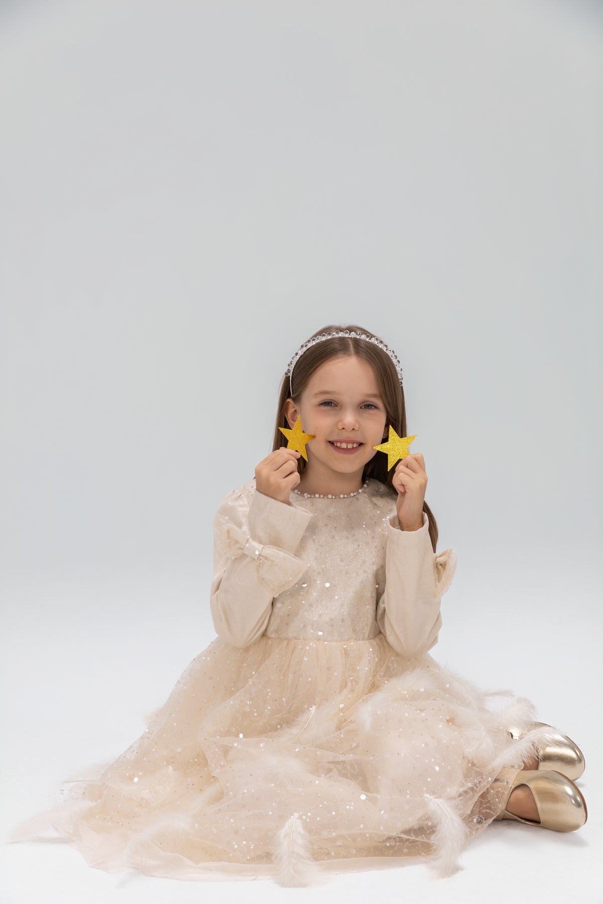 Moonlit Feather Tulle Dress