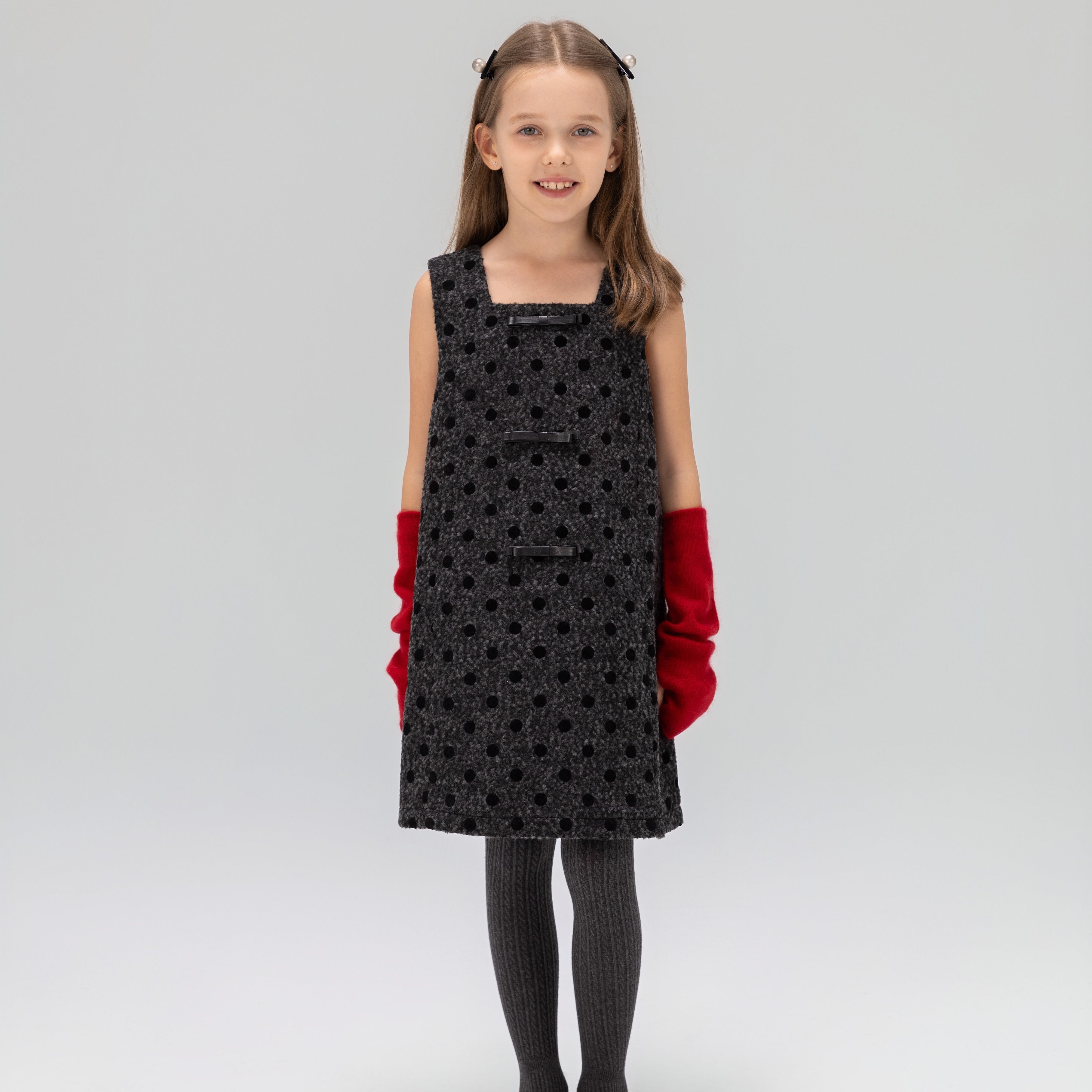Polka Dot Bouclé Jumper Dress