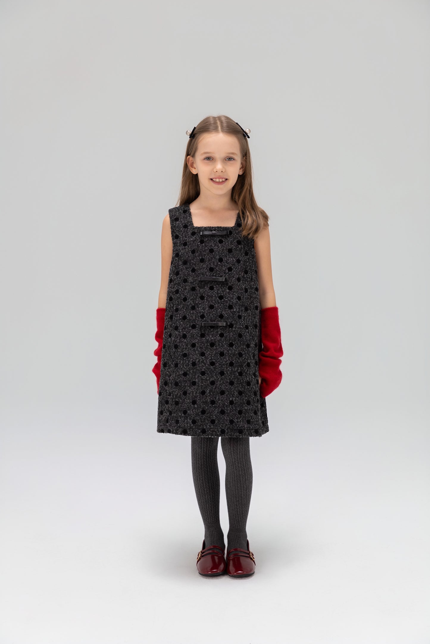 Polka Dot Bouclé Jumper Dress