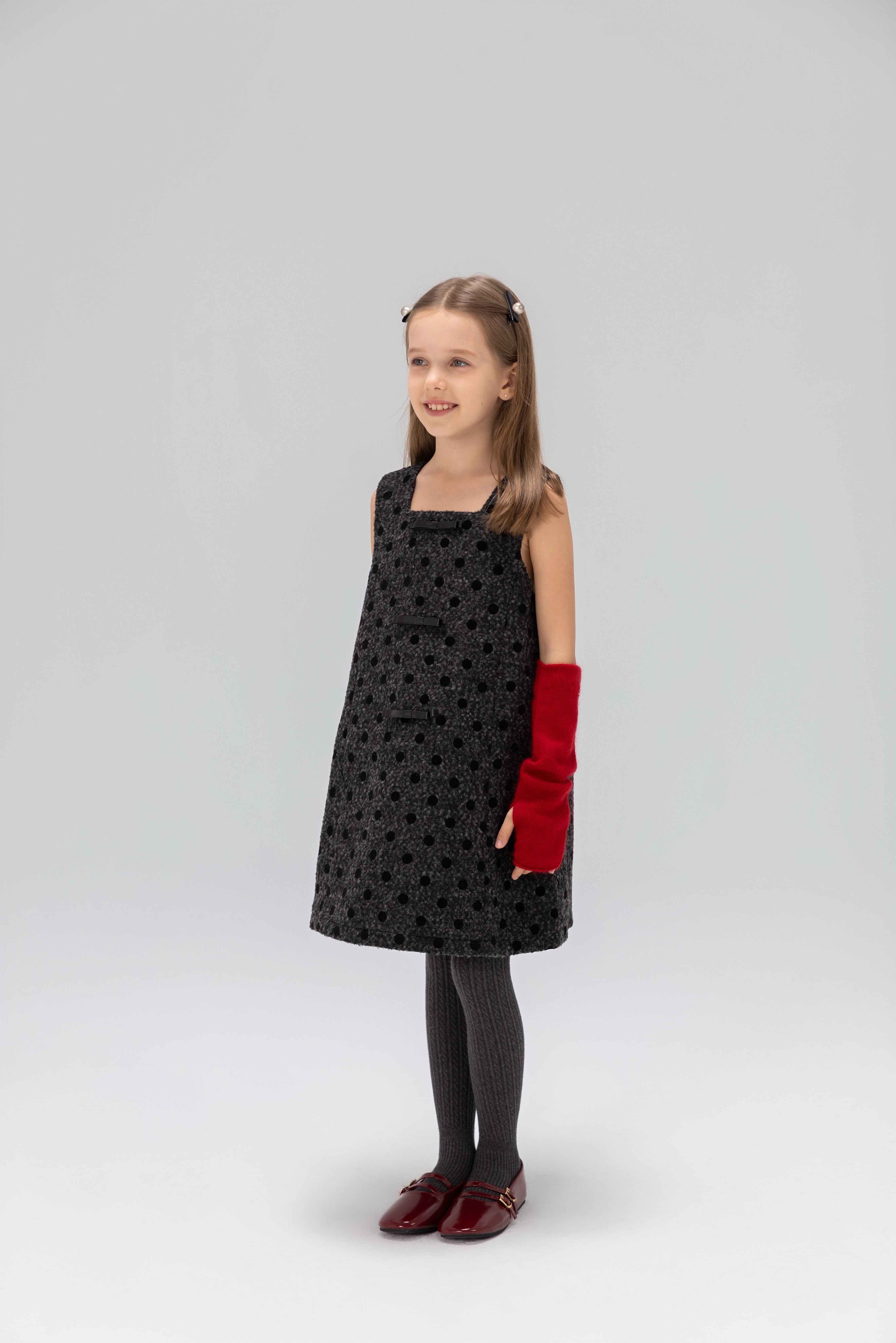 Polka Dot Bouclé Jumper Dress