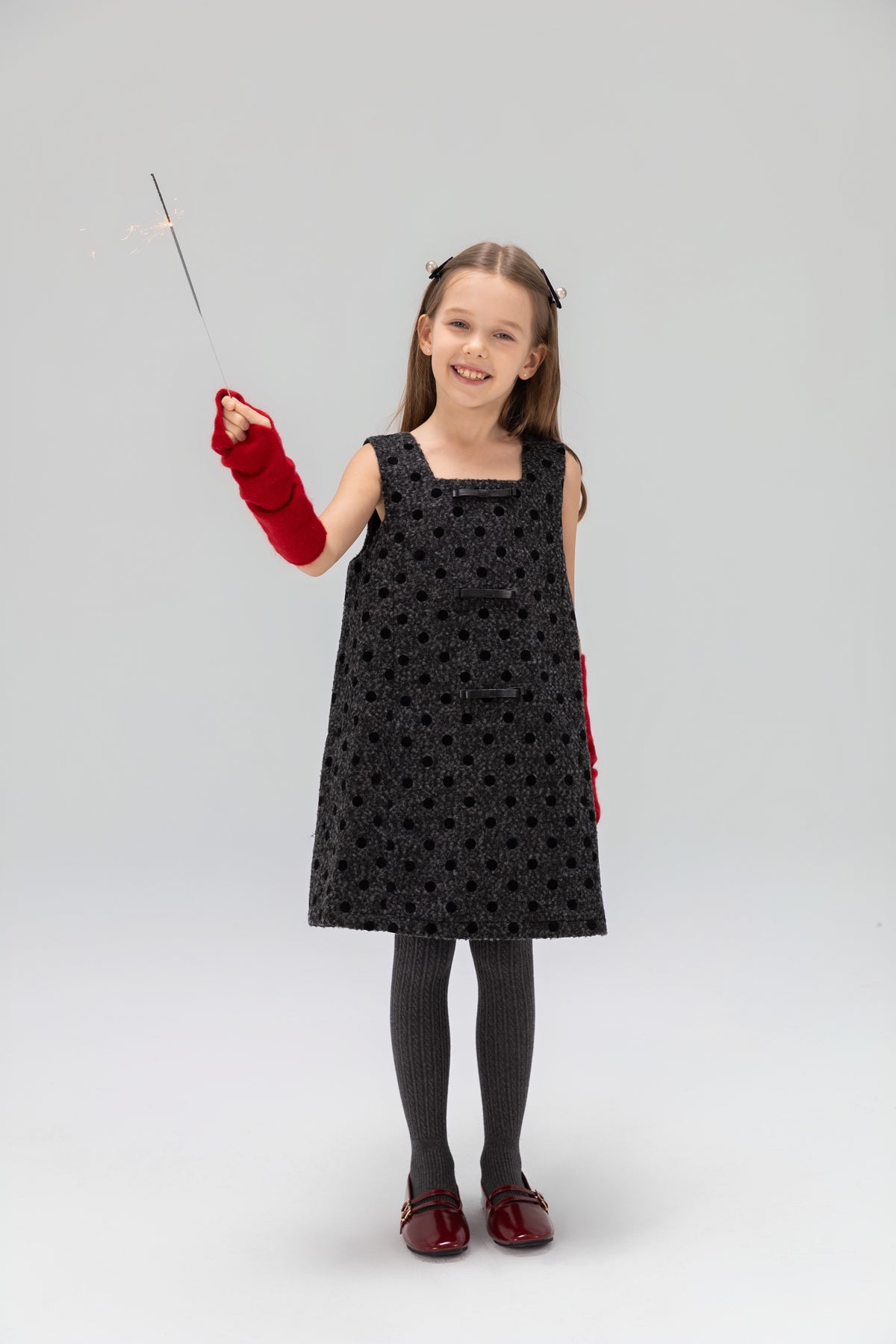 Polka Dot Bouclé Jumper Dress