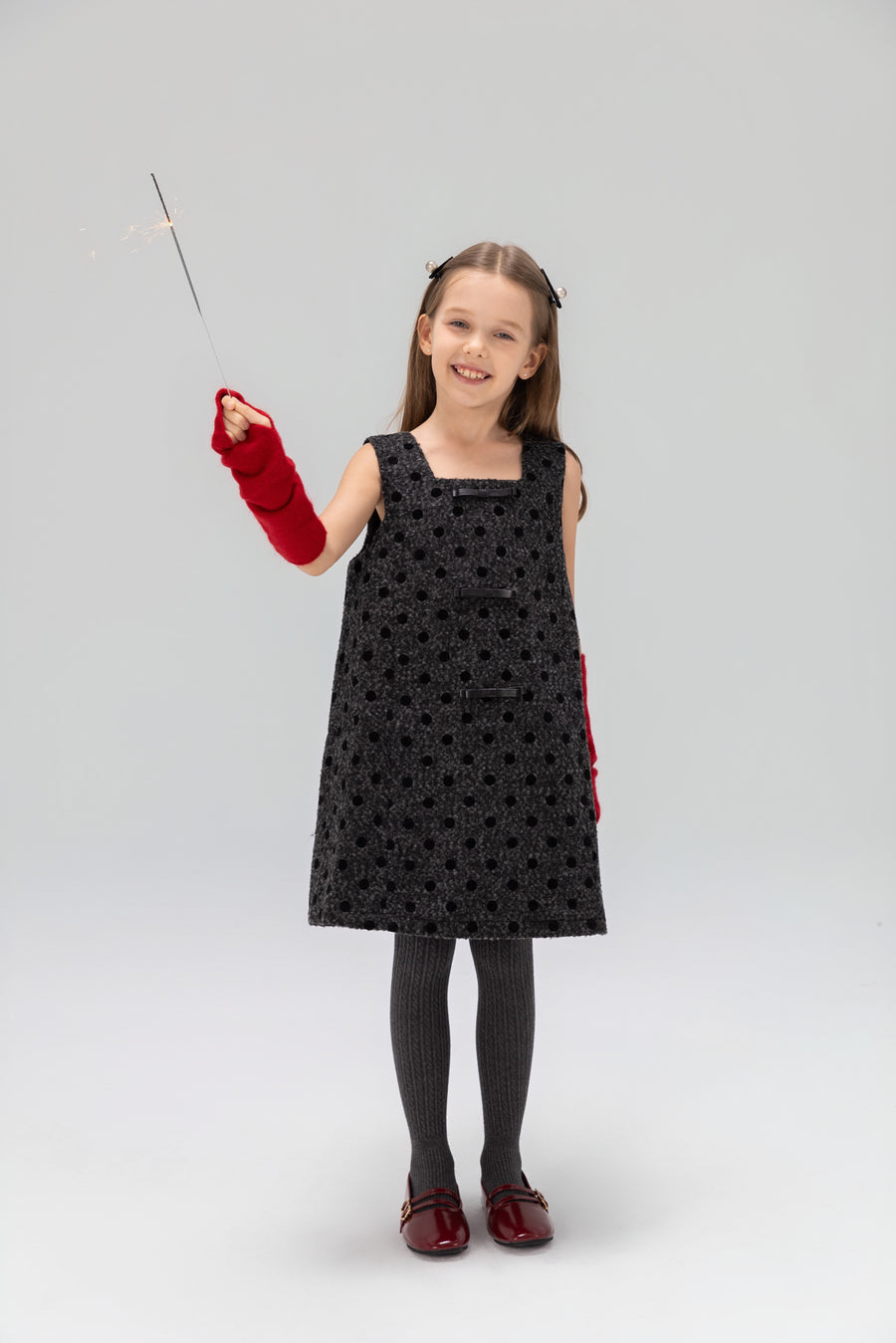 Polka Dot Bouclé Jumper Dress