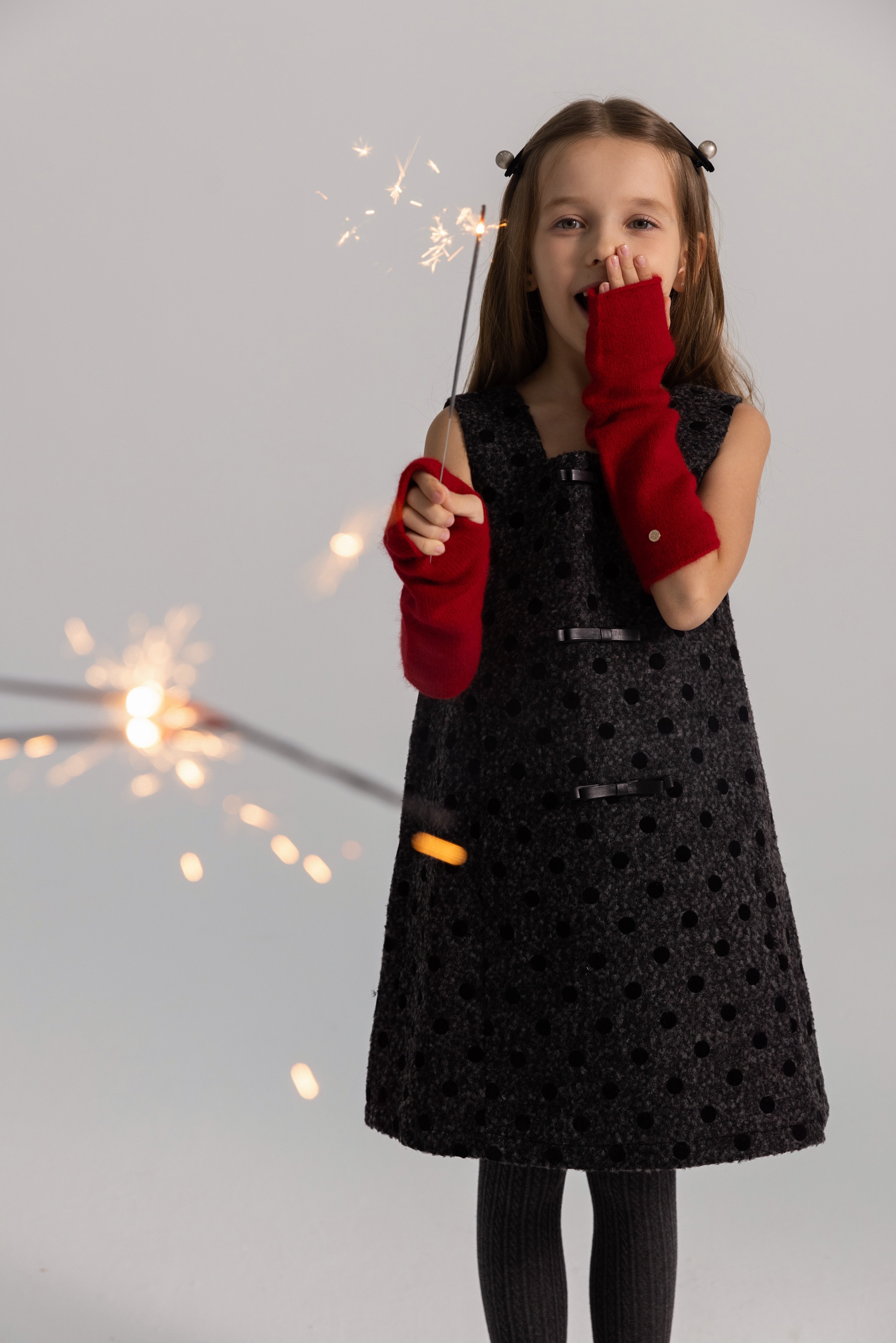 Polka Dot Bouclé Jumper Dress