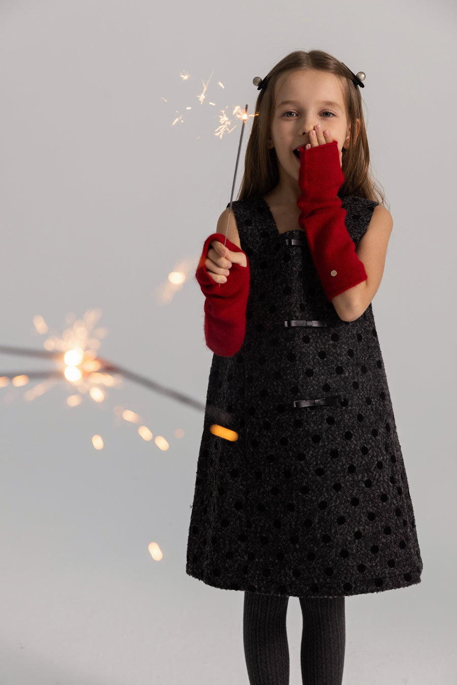 Polka Dot Bouclé Jumper Dress
