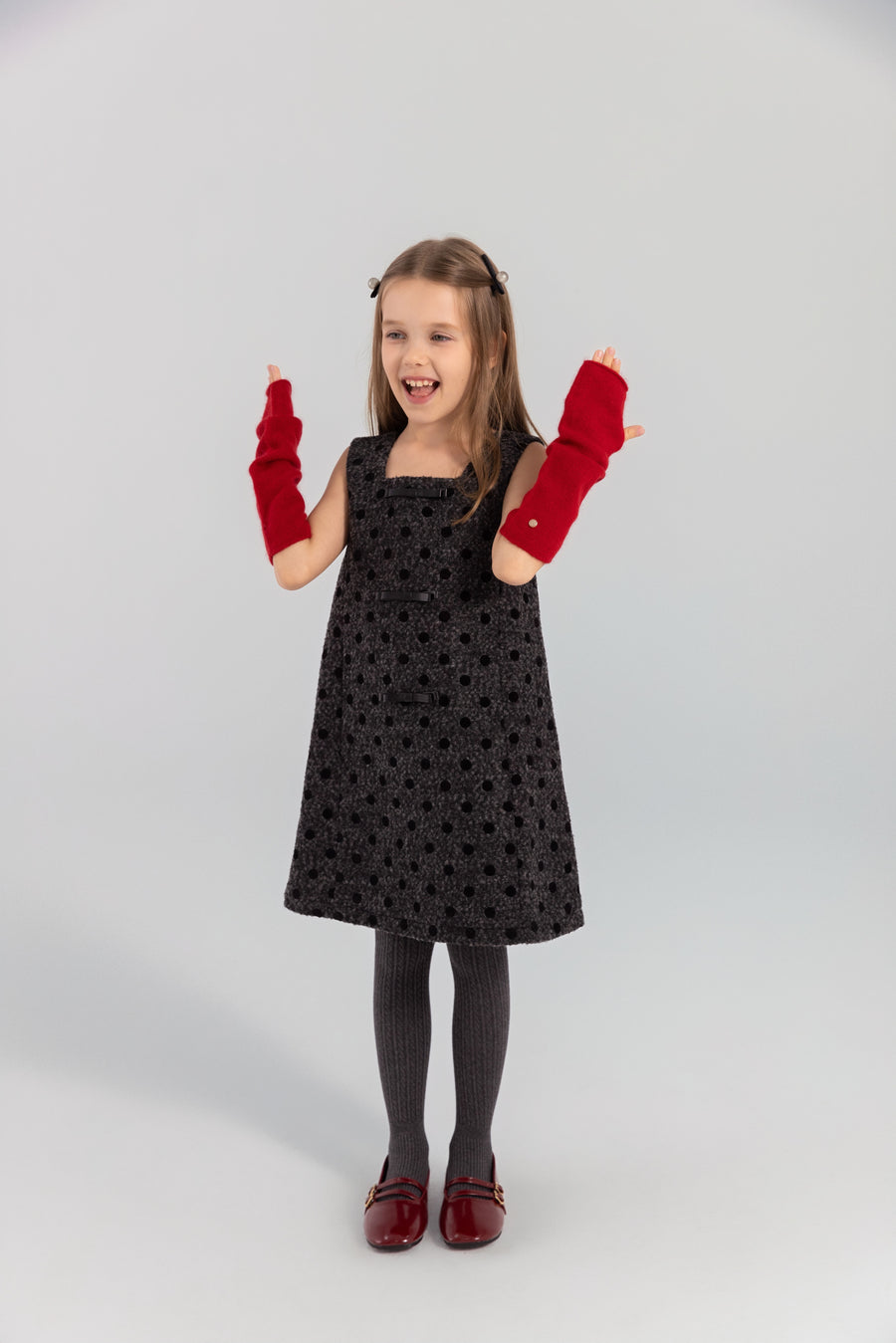 Polka Dot Bouclé Jumper Dress