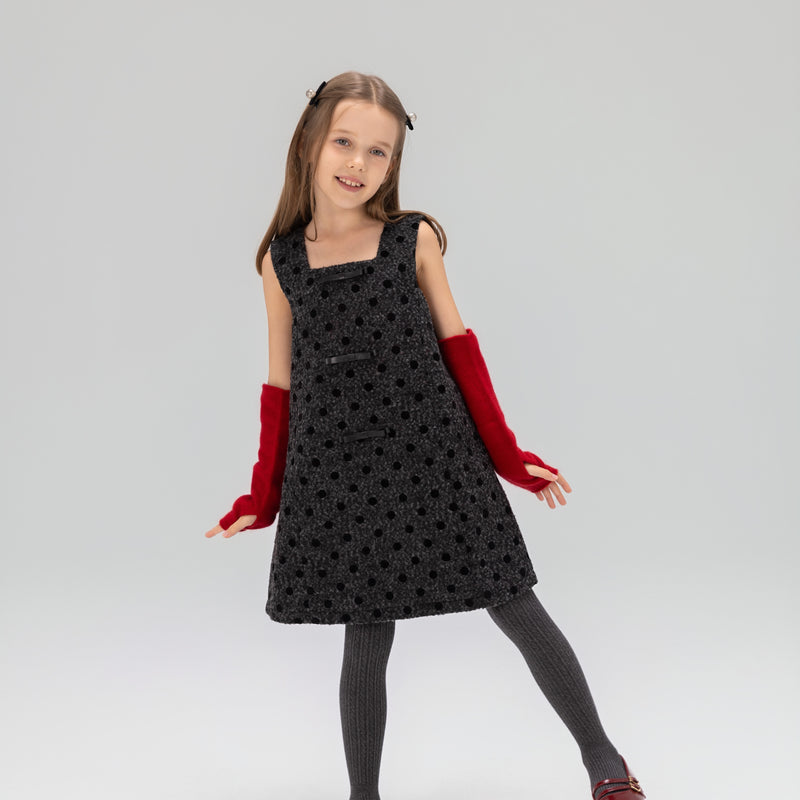 Polka Dot Bouclé Jumper Dress