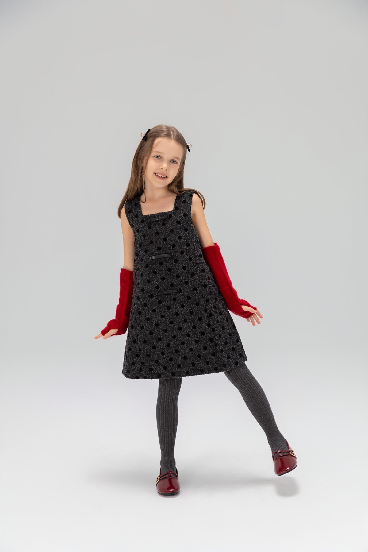 Polka Dot Bouclé Jumper Dress