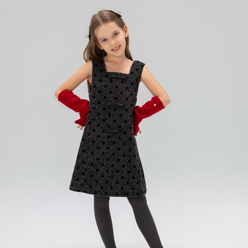 Polka Dot Bouclé Jumper Dress