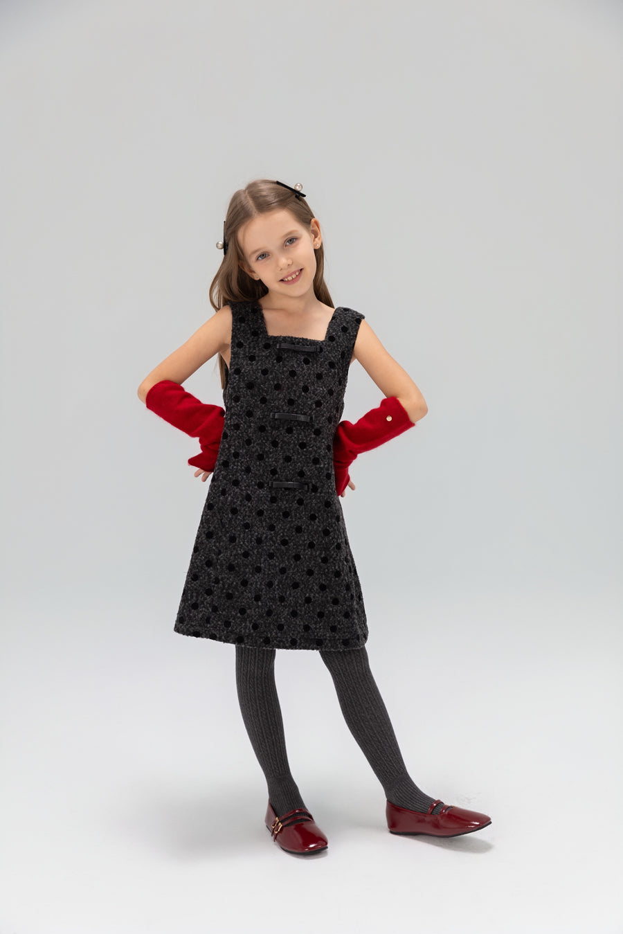 Polka Dot Bouclé Jumper Dress