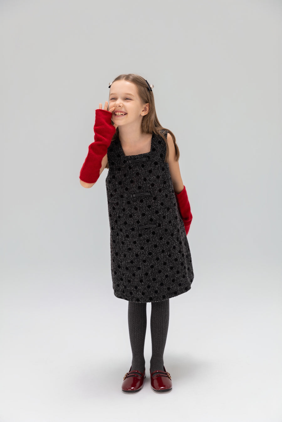 Polka Dot Bouclé Jumper Dress