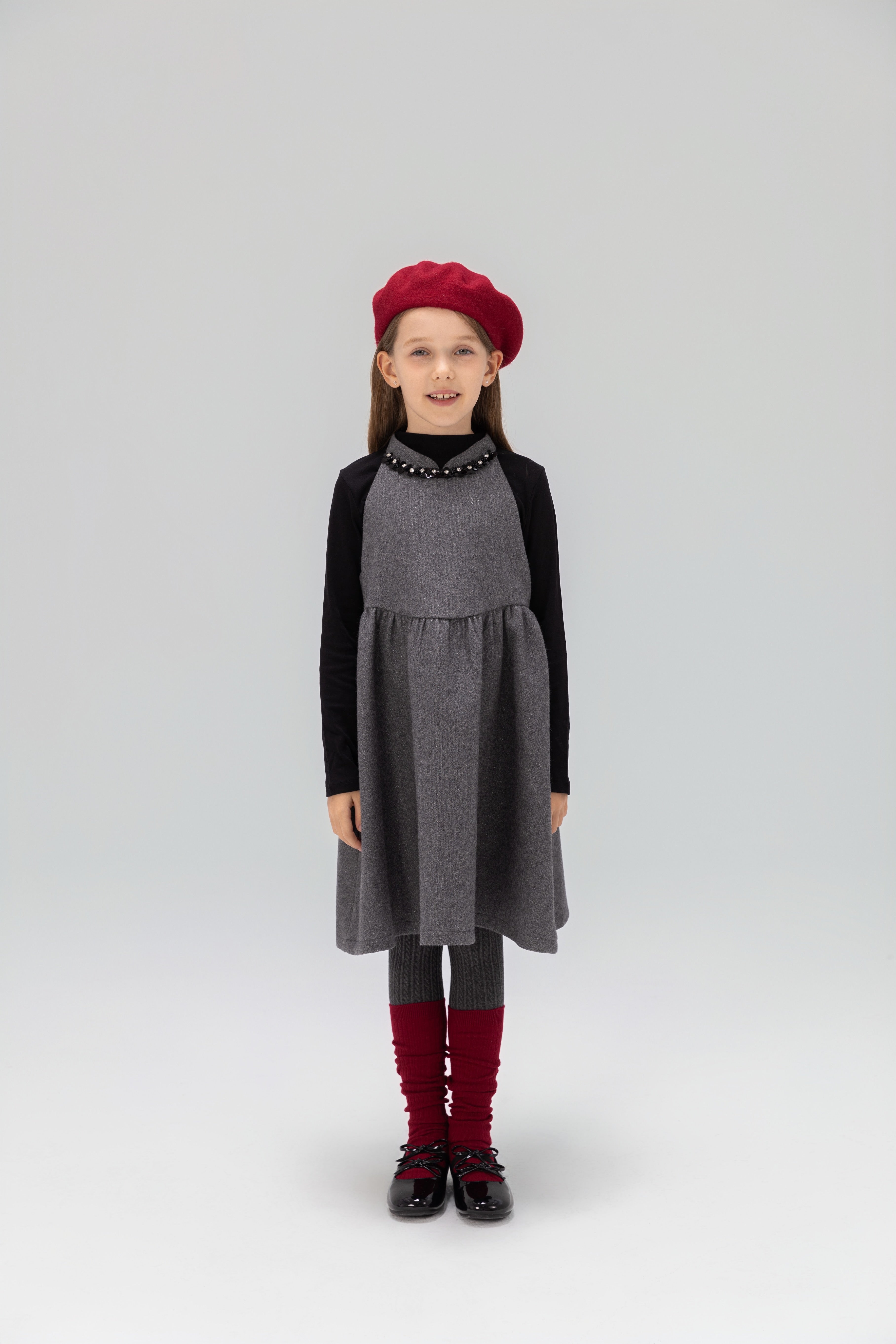 Girls Charcoal Jewel-Trim Halter Dress, Charcoal Gray | KIKI and JOJO Charcoal Gray / 12-13 years (160cm) Girls Charcoal Jewel-Trim Halter Dress, Charcoal Gray | KIKI and JOJO Charcoal Gray / 12-13 years (160cm)