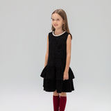 Midnight Starlight Pearl-Collar Dress