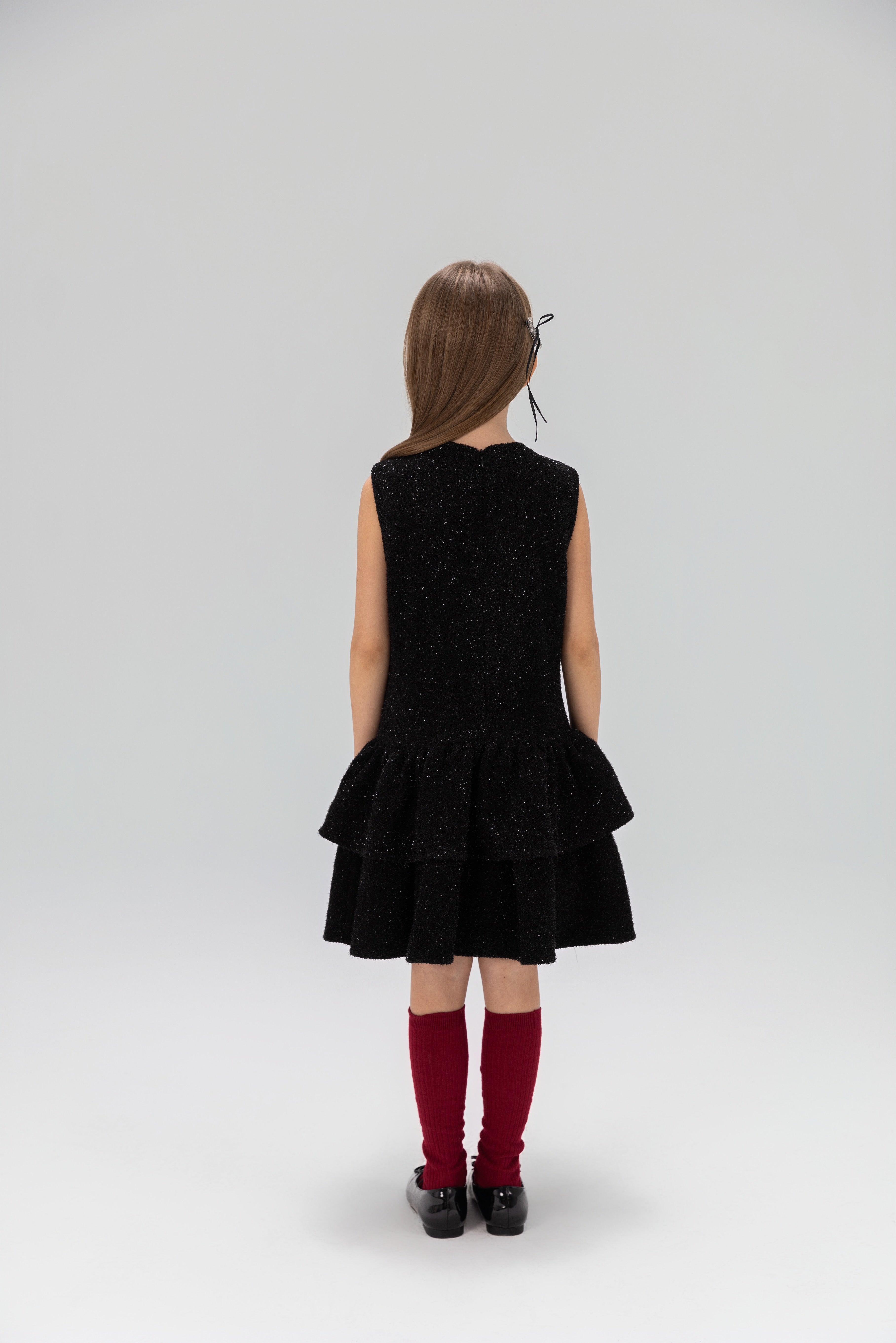 Midnight Starlight Pearl-Collar Dress