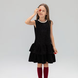 Midnight Starlight Pearl-Collar Dress