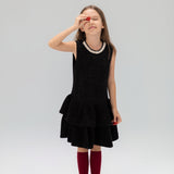 Midnight Starlight Pearl-Collar Dress