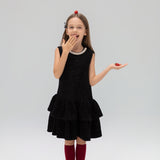 Midnight Starlight Pearl-Collar Dress