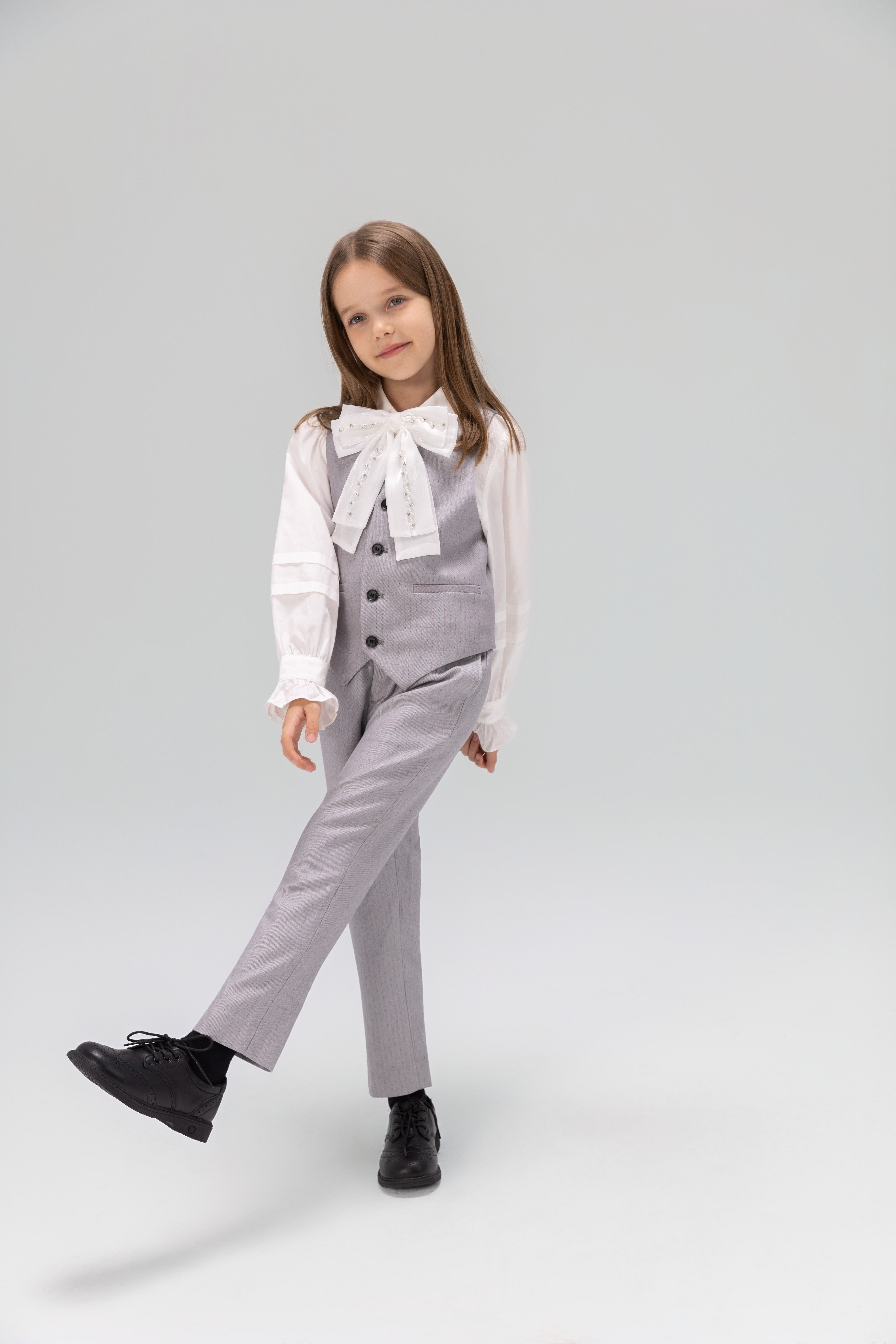 Girls Detachable Bow Collar Blouse, White | KIKI and JOJO