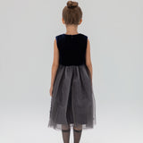 Girls Velvet & Tulle Dress - Sapphire Blue