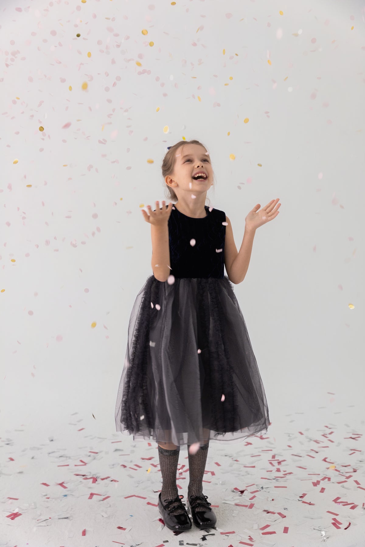 Girls Velvet & Tulle Dress - Sapphire Blue