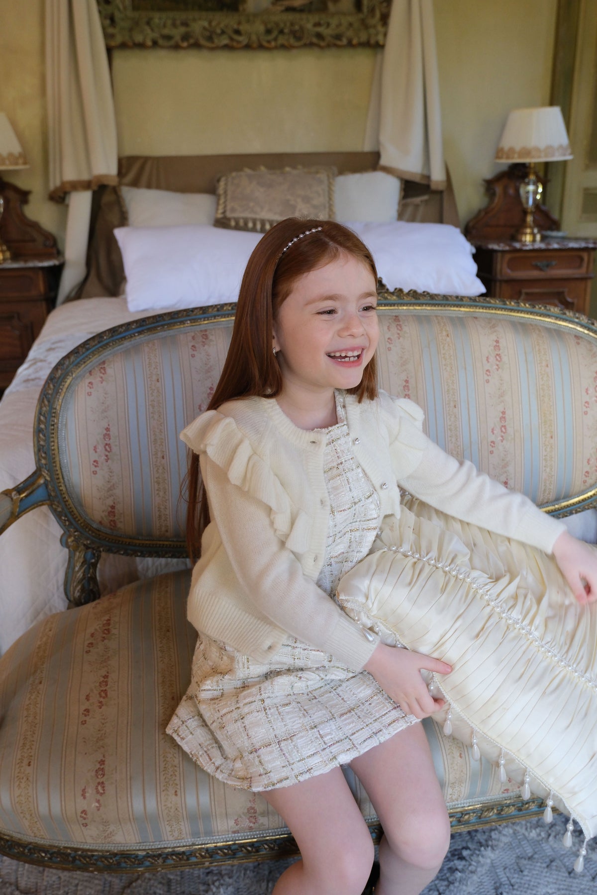 Ivory Lumière Tweed A-Line Dress