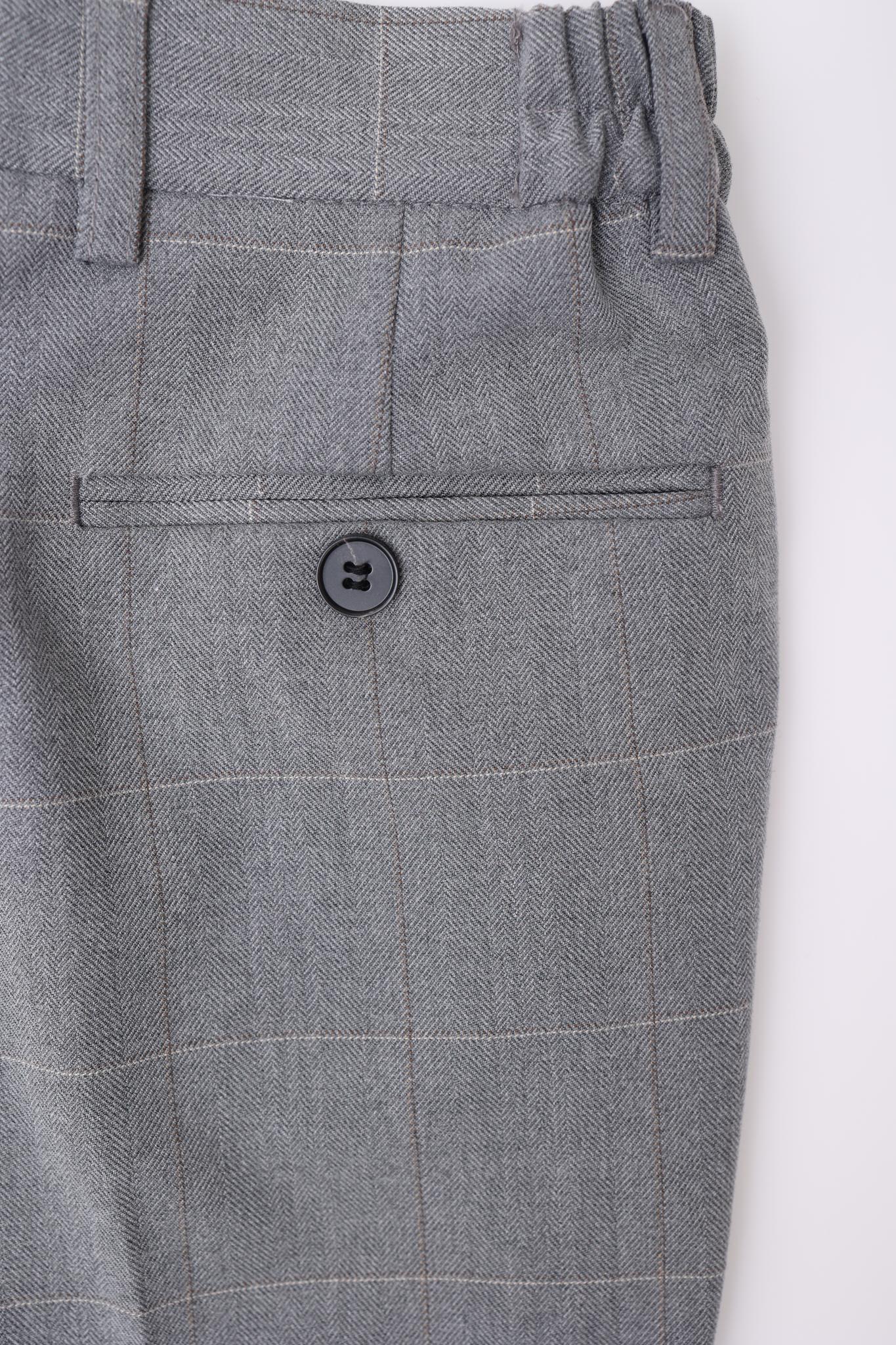 Kids Suit Pants Light Gray (3-14 Years) Checkered Adjustable Light Gray / 13-14Y/ 9XL Kids Suit Pants Light Gray (3-14 Years) Checkered Adjustable Light Gray / 13-14Y/ 9XL