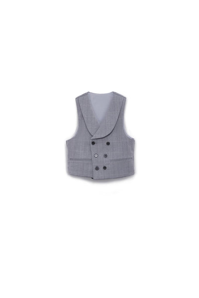 Kids Suit Vest – Light Gray (3-14 Years) – Checkered – Wrinkle Free