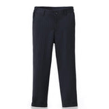 KIKI and JOJO Kids Suit Pants – Black (3-14 Years), classic fit with flat-front, button and zipper closure, belt loops, and rolled-up cuffs are shown against a plain white background. Wrinkle-free design.