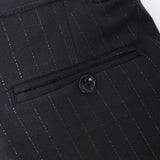 Close-up of the back pocket on KIKI and JOJO Kids Suit Pants – Black (3-14 Years), classic fit and wrinkle-free, featuring a single button closure.