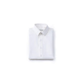 The KIKI and JOJO Kids Dress Shirt – White Long Sleeve (3-14 Years) features a classic fit and collar, ideal as a formal shirt for both girls and boys, shown against a plain white background.