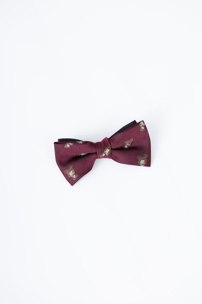 Kids Bow Tie – Burgundy Bear – Pre-Tied Satin – Adjustable