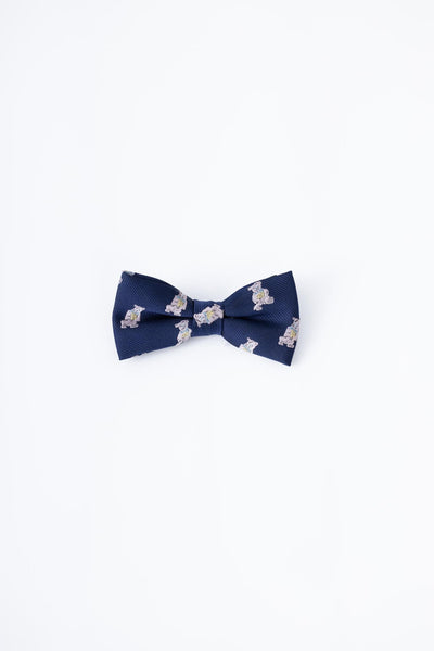 Kids Bow Tie – Navy Blue Bear – Pre-Tied Satin – Adjustable