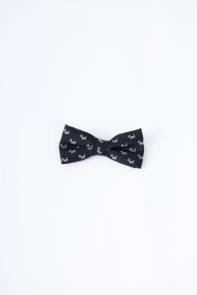 Kids Bow Tie – Black Puppy – Pre-Tied Satin – Adjustable