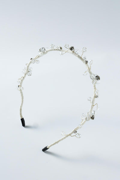 Beaded Flower Girl Headband – Gold Wire-Wrapped